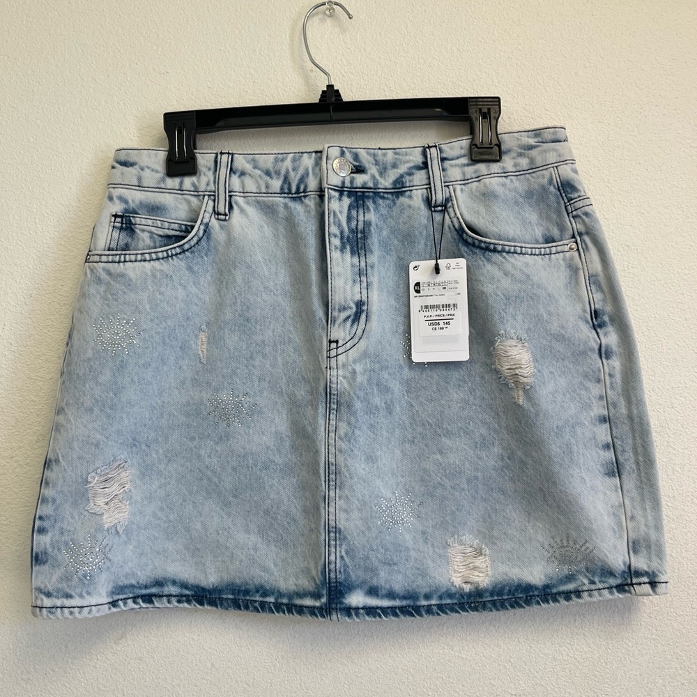 NWT - Desigual Light Blue Denim A-Line Skirt